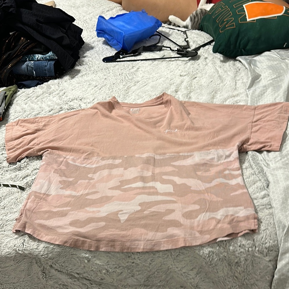 PINK Victoria's Secret Pink Camo Short Sleeve Tee